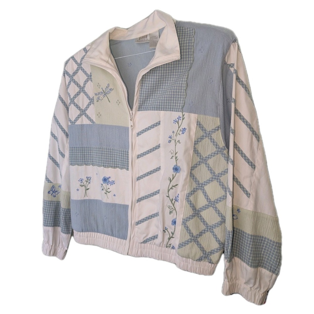 Vintage Cottagecore Jacket from Koret  Size L, Blue & White with Butterfloes